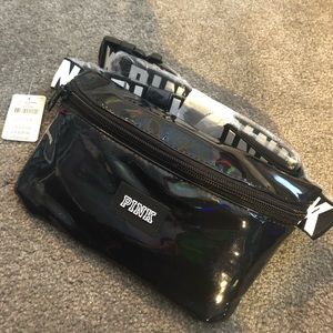 Black metallic fanny pack
